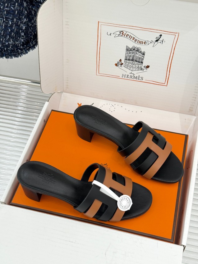 エルメス ハイブランド Hカットヒールサンダル バイカラーデザイン 上質レザー仕上げ 高品質モデル_3