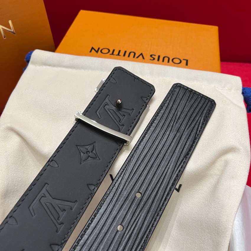 ルイ・ヴィトン 格安 エピレザーベルト シルバーLVバックル ブラック 本革使用_4