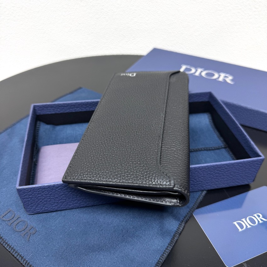 ディオール スーパーコピー グレインレザー ロングウォレット ブラック 薄型収納 追跡可能_8