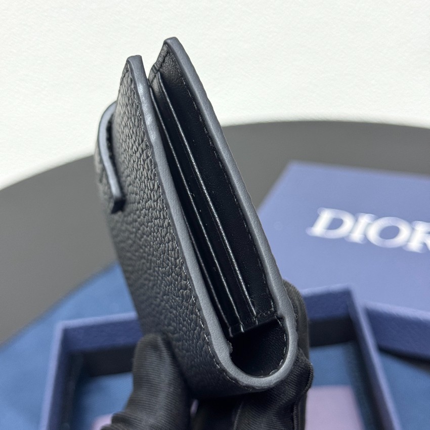 ディオール ブランド コピー グレインレザー コンパクトウォレット ブラック メタルバックル 梱包丁寧_5