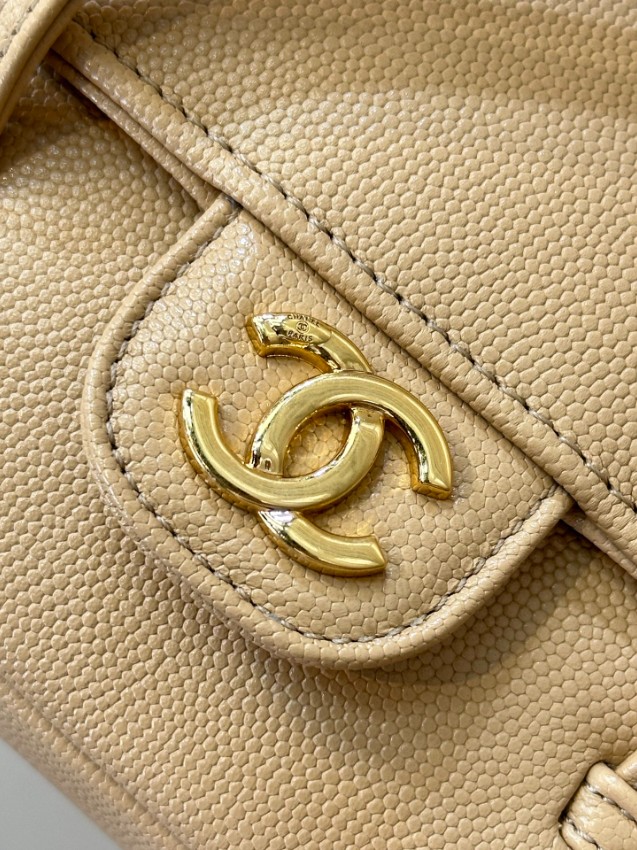 シャネル 格安 フラップショルダーバッグ ベージュ ゴールドCC金具 高評価_3