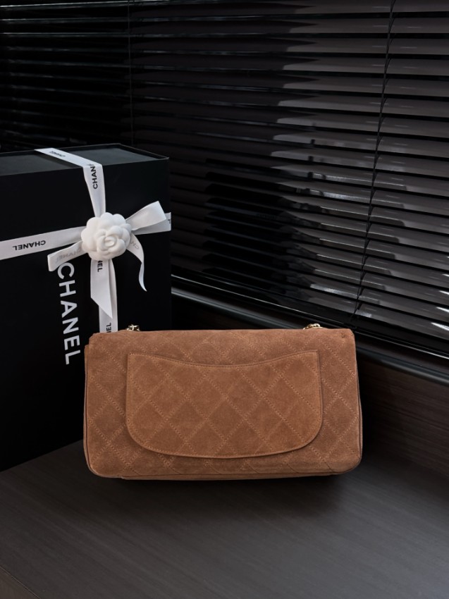 シャネル スーパーコピー フラップショルダーバッグ ブラウン スエード キルティング 追跡可能_8