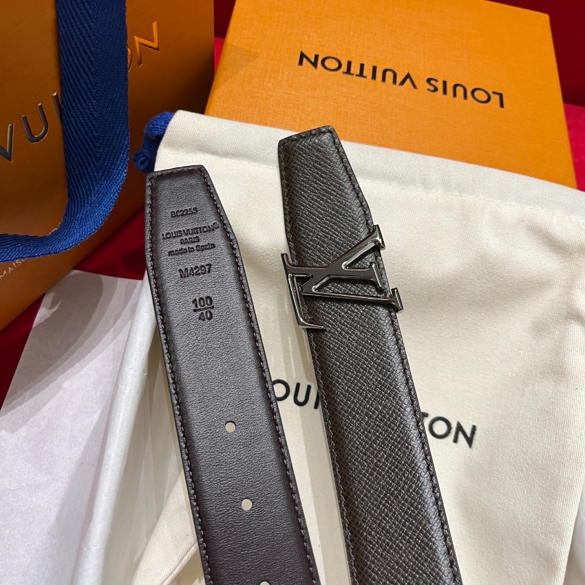ルイ・ヴィトン 本物級コピー LVイニシャルメンズベルト ブラウン型押しレザーシルバー金具 口コミ多数_2