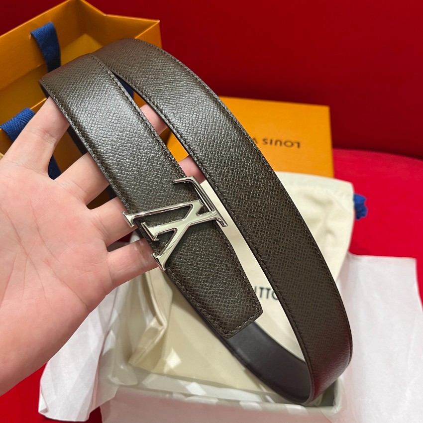 ルイ・ヴィトン 本物級コピー LVイニシャルメンズベルト ブラウン型押しレザーシルバー金具 口コミ多数_6