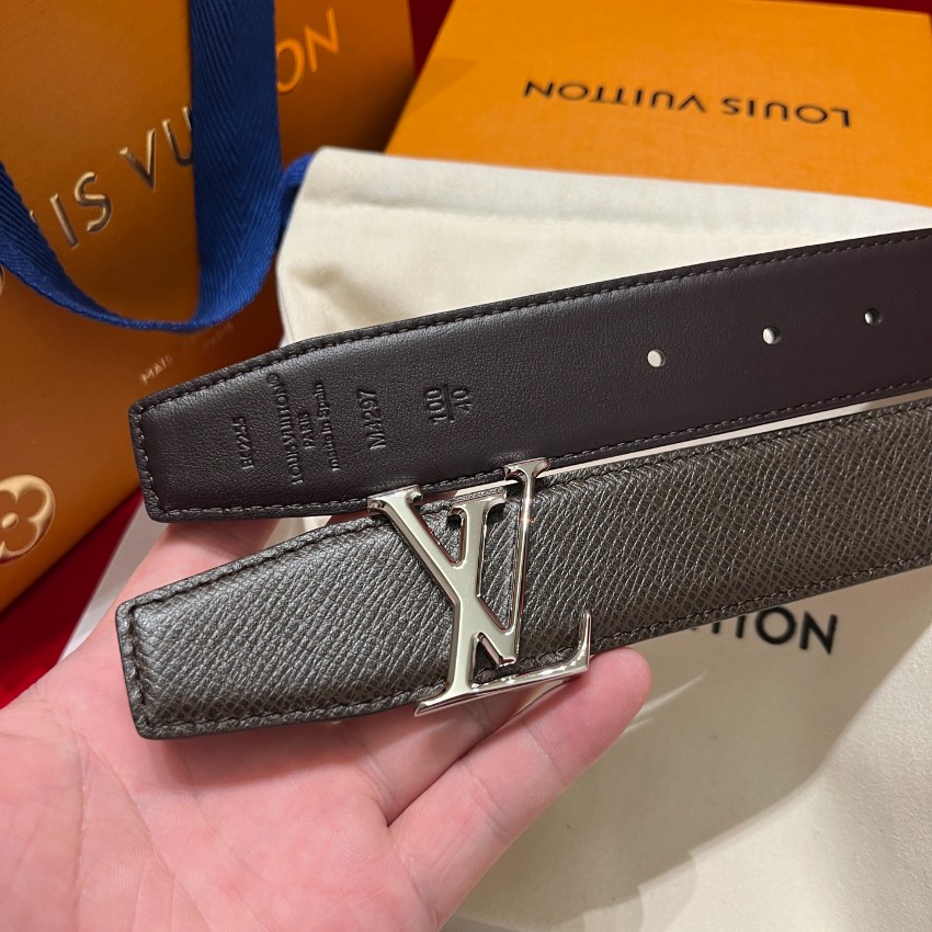 ルイ・ヴィトン 本物級コピー LVイニシャルメンズベルト ブラウン型押しレザーシルバー金具 口コミ多数_5