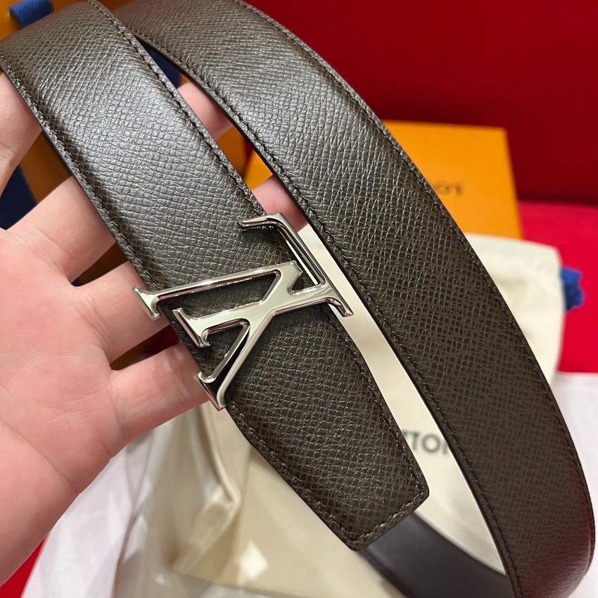 ルイ・ヴィトン 本物級コピー LVイニシャルメンズベルト ブラウン型押しレザーシルバー金具 口コミ多数_8