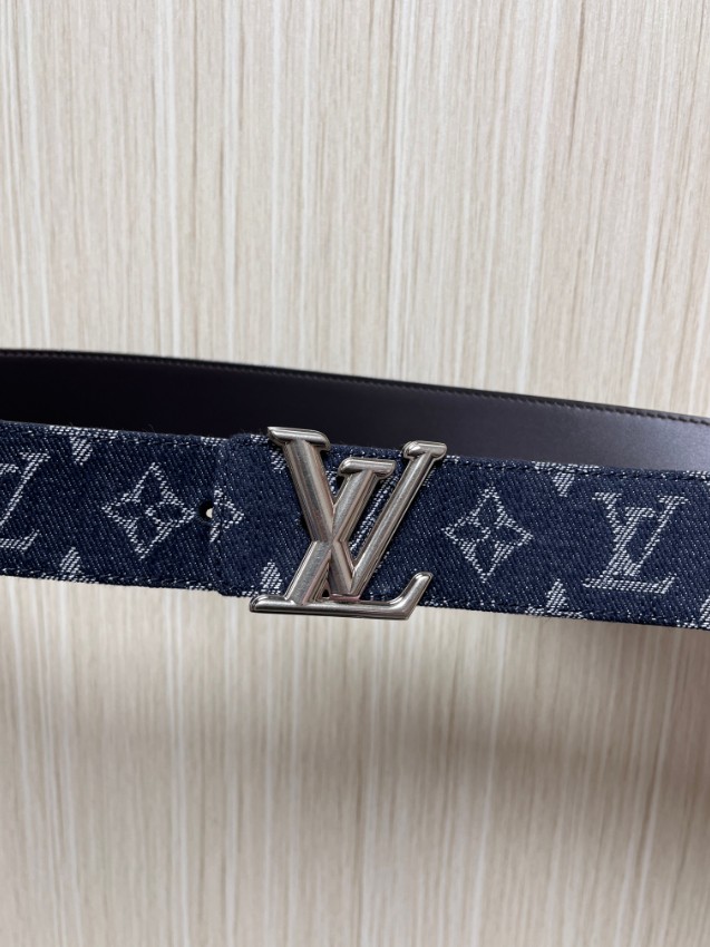 ルイ・ヴィトン 本物級コピー LVイニシャルデニムメンズベルト モノグラム柄シルバー金具 高再現度_2