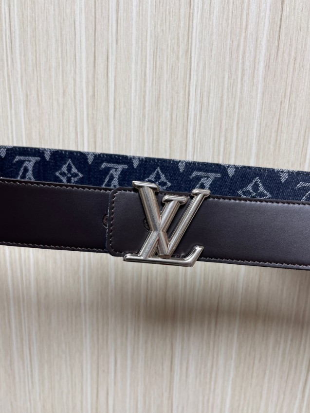 ルイ・ヴィトン 本物級コピー LVイニシャルデニムメンズベルト モノグラム柄シルバー金具 高再現度_7