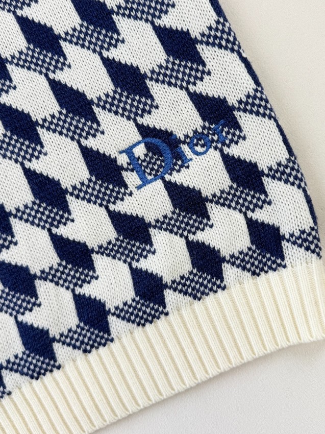ディオール ブランド コピー 千鳥格子クルーネックニット ロゴ刺繍デザイン 男女兼用 新作ニットウェア_7