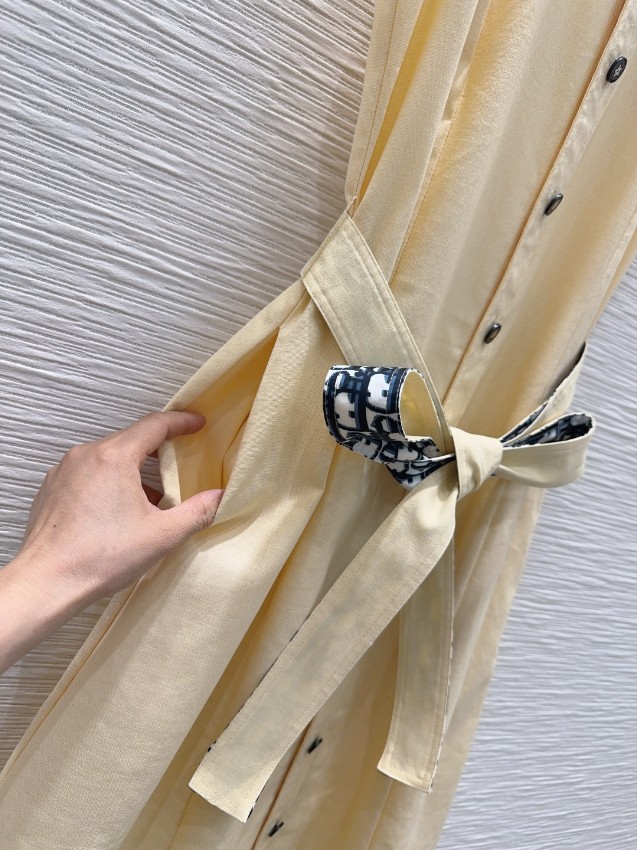 ディオール n級 ノースリーブシャツワンピース ベルト付き刺繍デザイン 夏服スタイル 激安レディースウェア_3