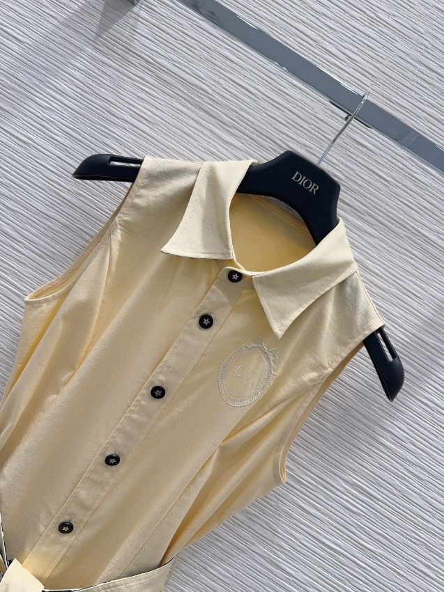 ディオール n級 ノースリーブシャツワンピース ベルト付き刺繍デザイン 夏服スタイル 激安レディースウェア_2