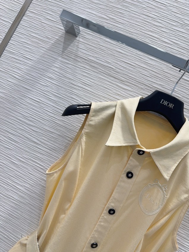 ディオール n級 ノースリーブシャツワンピース ベルト付き刺繍デザイン 夏服スタイル 激安レディースウェア_4