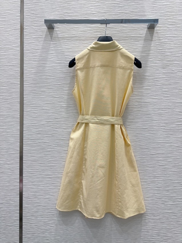 ディオール n級 ノースリーブシャツワンピース ベルト付き刺繍デザイン 夏服スタイル 激安レディースウェア_7