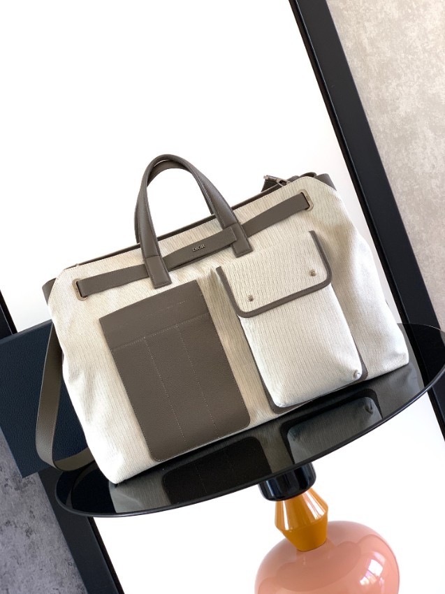 ディオール 並行輸入品 キャンバストートバッグ 大容量 2WAY ポケットデザイン アイボリー おすすめ_1