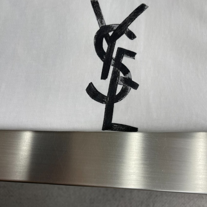 サンローラン 本物級コピー ホワイト 半袖Tシャツ ビッグロゴデザイン 肌触り良好 確実に届く_2