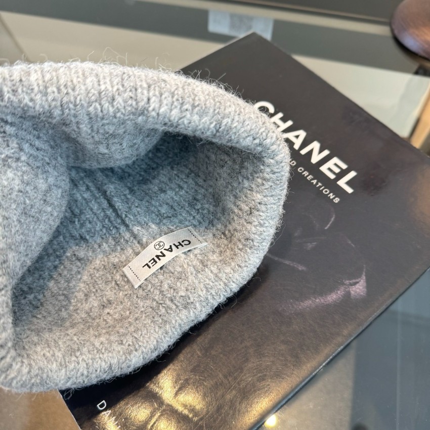 シャネル n級 ニット帽 グレーカラー 星型ワッペン ココマーク刺繍 ふんわりリブ編み 折り返しデザイン 秋冬防寒 おしゃれ 激安_5