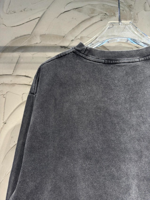 アレキサンダーワン 格安 ロングスリーブTシャツ ウォッシュグレー 胸元ミニロゴ クルーネック リブ袖口 ヴィンテージ加工 高評価_2