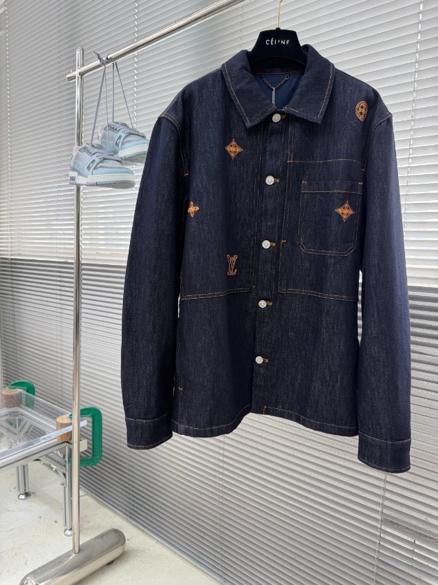 ルイヴィトン 本物級コピー モノグラム刺繍 デニムジャケット インディゴブルー メンズ ゆったりシルエット 男女兼用 口コミ多数_6