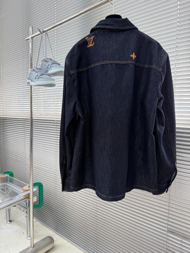 ルイヴィトン 本物級コピー モノグラム刺繍 デニムジャケット インディゴブルー メンズ ゆったりシルエット 男女兼用 口コミ多数_5